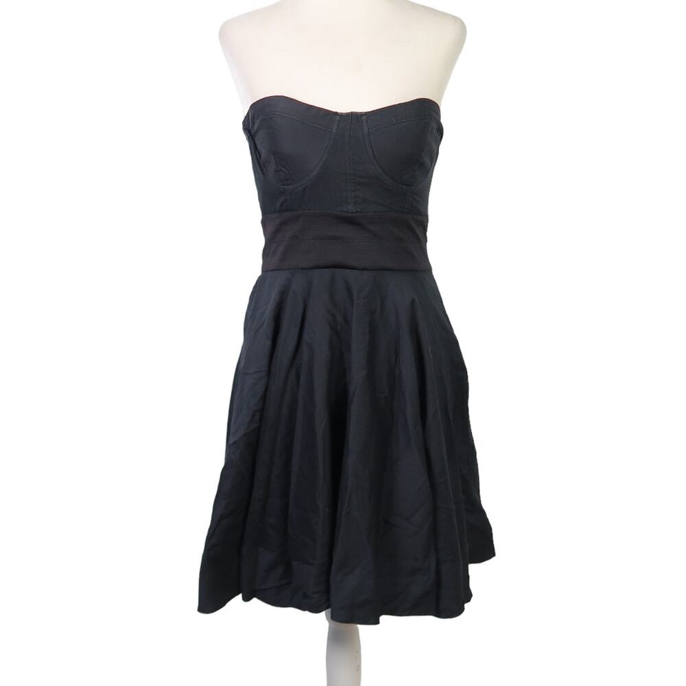 Elizabeth & James black silk cotton blend strapless mini dress 4